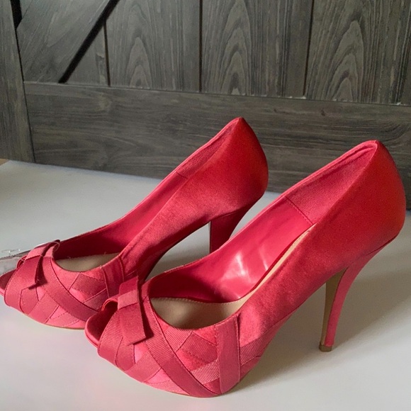 Zara Pink satin open toe pumps with bow, sz 40 NWT - Picture 4 of 10